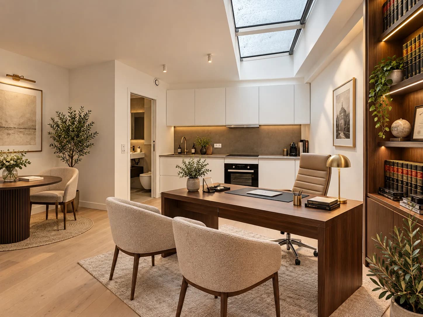 Virtual staging as an office with bookshelves — Project · artist’s impression