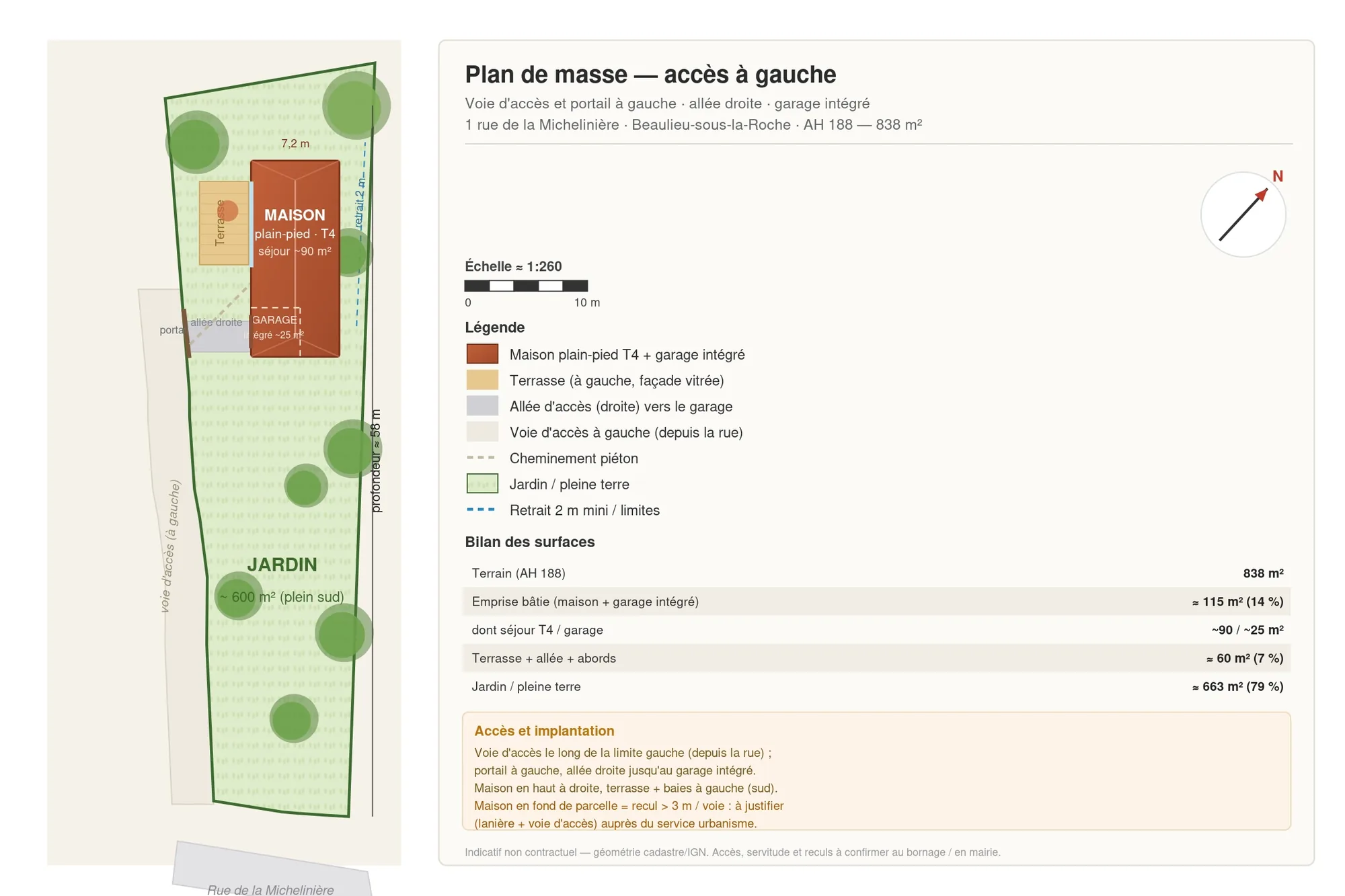 Terrain à bâtir 838 m² – Beaulieu-sous-la-Roche — Projet · non contractuel (photo 4)